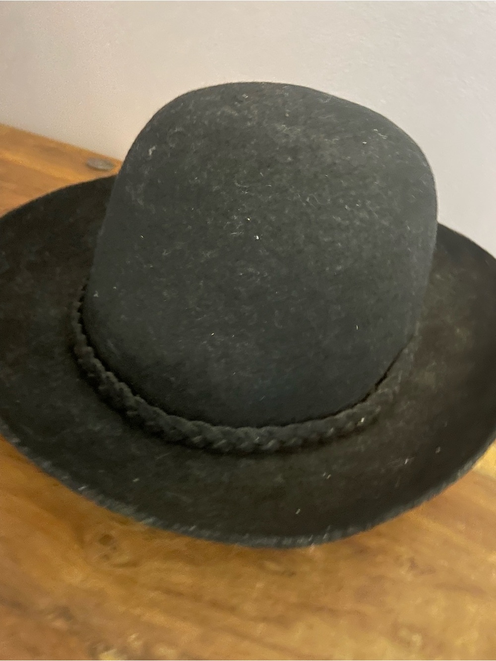 Black Felt Bowler Hat with Braided Band